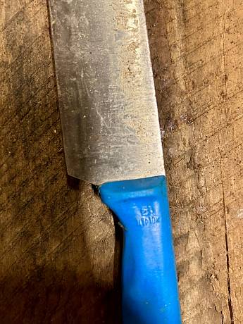 Нож поварской для ветчны армейский СССР синяя рукоять фото