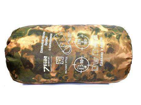 Спальный мешок с подголовником Профи 7.62 GEAR -10 зеленый кмф фото