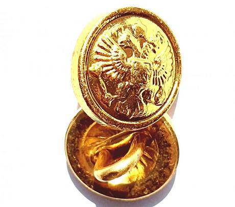 Пуговица форменная Герб ( орел ) РФ 14 мм с ободком золотистая фото