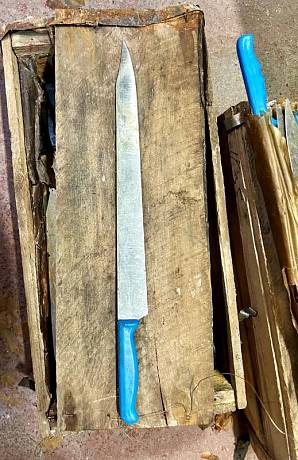 Нож поварской для ветчны армейский СССР синяя рукоять фото