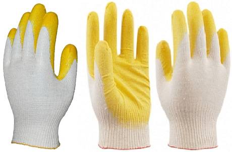 Перчатки х/б с 1-м латексом фото